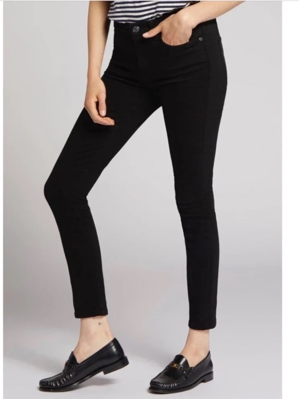 Current/Elliott Highwaist Stiletto Jet Black Jeans - Ankle Length - Size 25